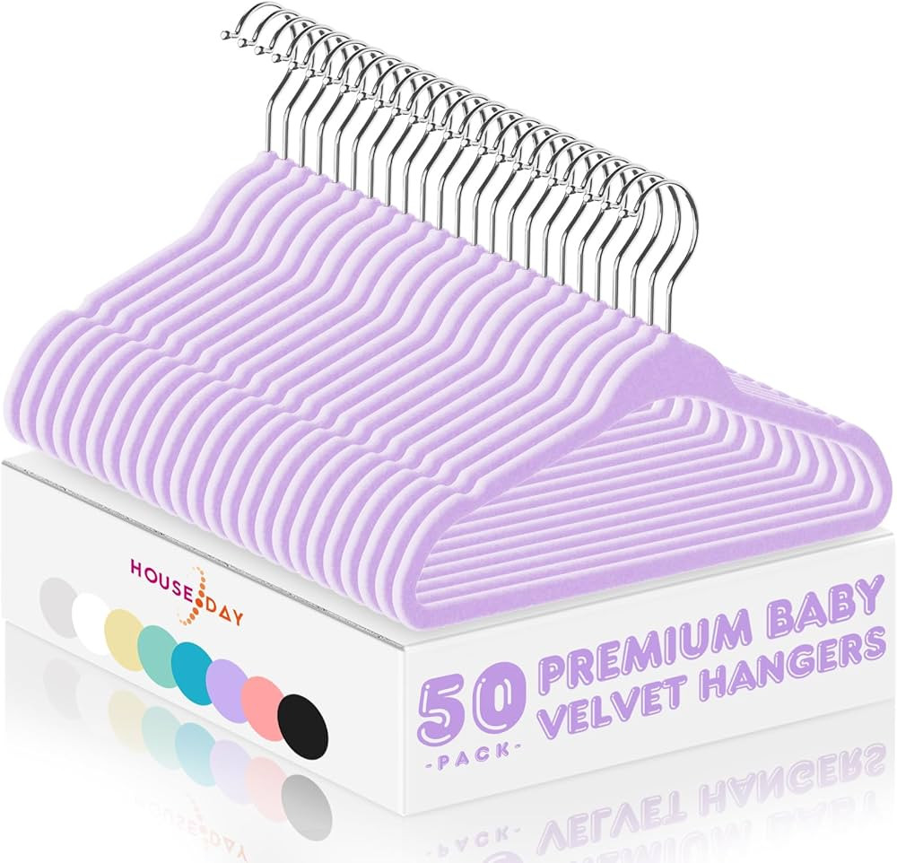 HOUSE DAY Velvet Baby Hangers 50 Pack, Premium Children's Hangers for Baby, Infant & Toddler Clot... | Amazon (US)