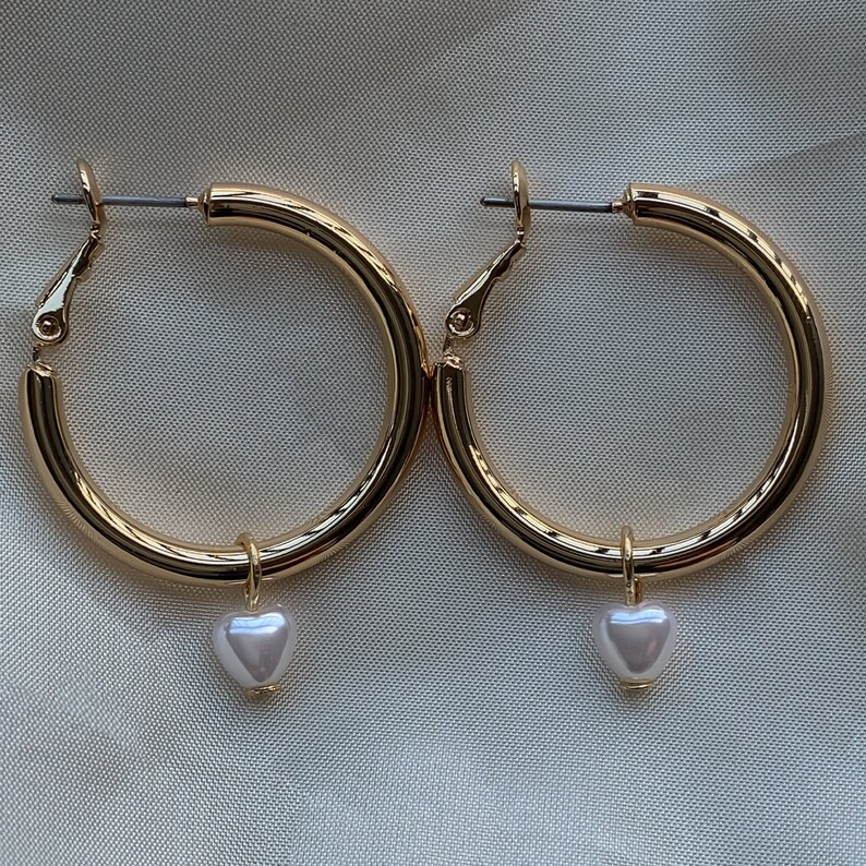 Pearl Hoop Earringsgold Hoop Earringsgold Hoopsminimalist | Etsy | Etsy (US)