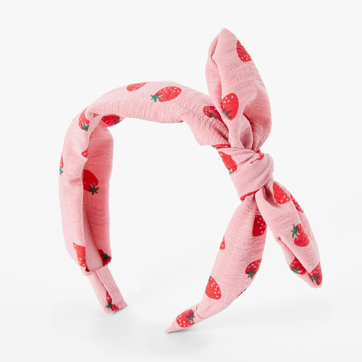 Pink Strawberry Knotted Bow Headband | Claire's (US)