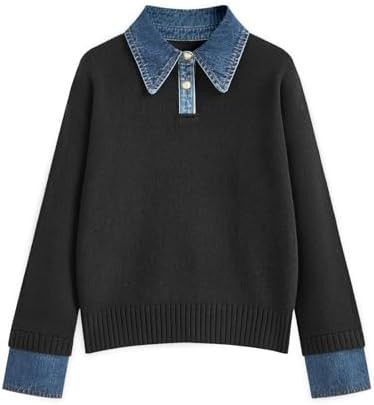 Womens Oversized Sweater Cozy Chunky Long Sleeve Mock Turtleneck V Neck Button Down Denim Polo Pu... | Amazon (US)