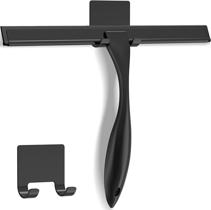 All-Purpose Stainless Steel Shower Squeegee for Shower Glass Door with Adhesive Hook, Bathroom Cl... | Amazon (US)