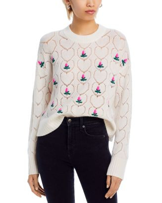AQUA Pointelle Embroidered Crewneck Sweater - Exclusive  | Bloomingdale's Women | Bloomingdale's (US)
