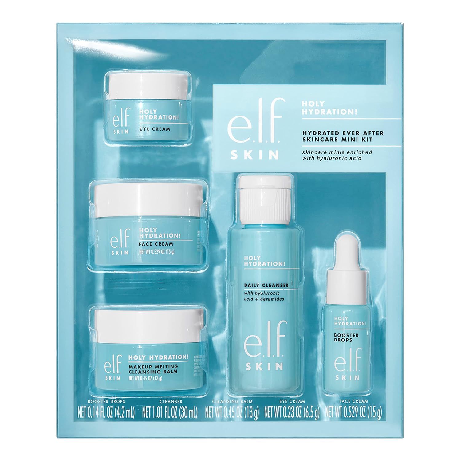 e.l.f. SKIN Hydrated Ever After Skincare Mini Kit, Cleanser, Makeup Remover, Moisturiser & Eye Cr... | Amazon (US)