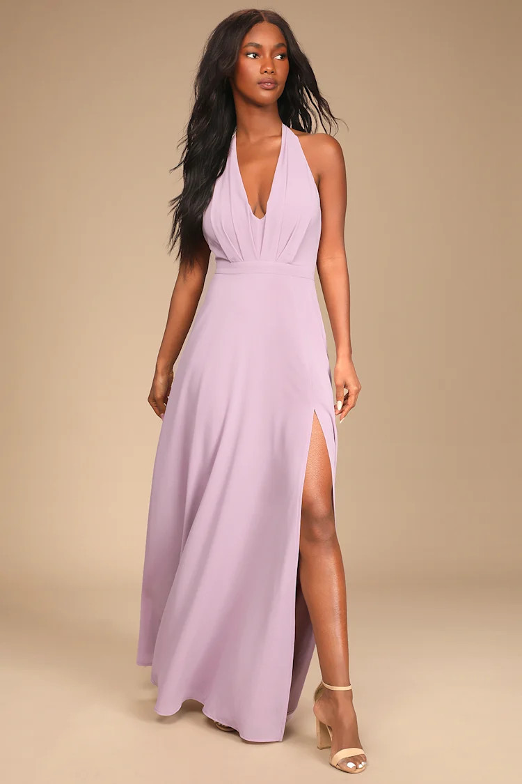 This Very Moment Dusty Lavender Halter Backless Maxi Dress | Lulus (US)