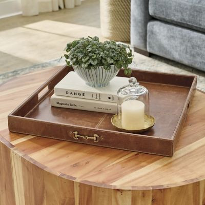 Beckett Square Leather Tray | Grandin Road