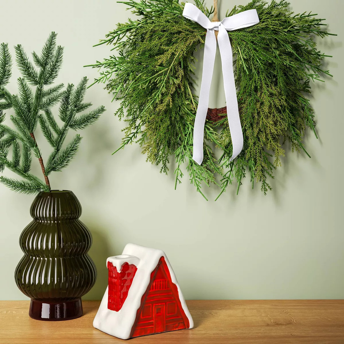 Draping Cedar Mini Christmas Wreath Green - Room Essentials™ | Target