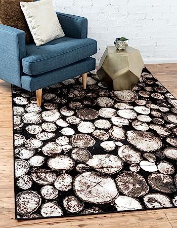 Unique Loom Metro Collection Modern Abstract Cut Logs, Rustic Circles Area Rug, 8' 0" x 10' 0", B... | Amazon (US)