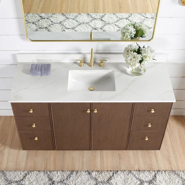 Refugio 60'' Free Standing Single Bathroom Vanity with Quartz Top | Wayfair North America