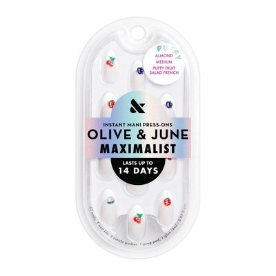 Olive & June Press-On Fake Nails - Maximalist - M Almond - Puffy Fruit Salad - 42ct: Gloss Finish, 90% Recycled Material | Target
