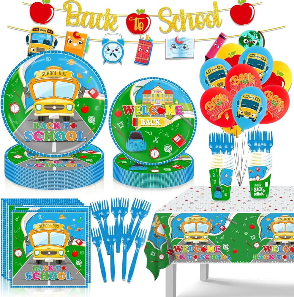 Back to School Decorations Tableware 111pcs Welcome Back to School Party Tableware Include Plates... | Amazon (US)