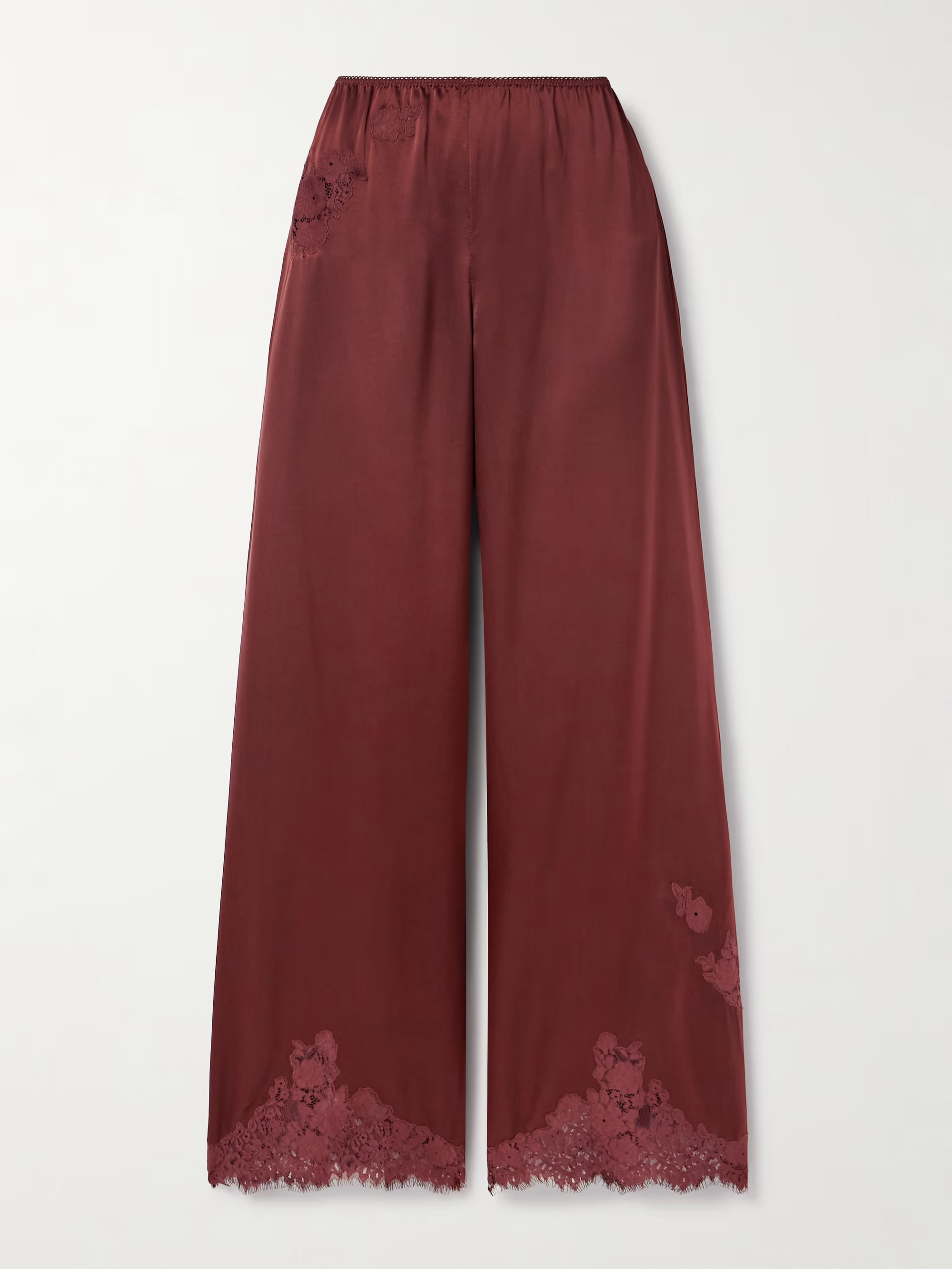 Lavon lace-trimmed silk-satin wide-leg pants | NET-A-PORTER (UK & EU)