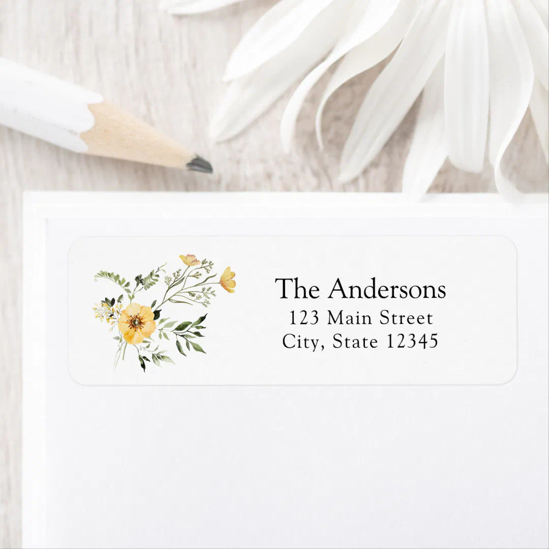 Elegant Yellow Wildflower Return Address Label | Zazzle | Zazzle