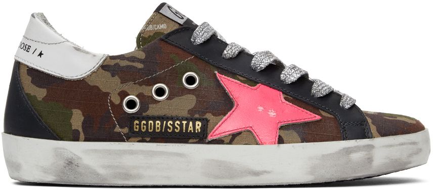 Green & Pink Camo Superstar Sneakers | SSENSE