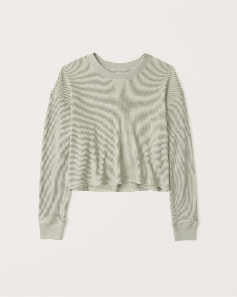 Women's Relaxed Long-Sleeve Waffle Tee | Women's New Arrivals | Abercrombie.com | Abercrombie & Fitch (US)