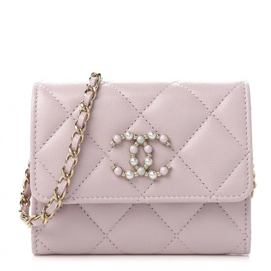 CHANEL Caviar Quilted Coco Candy Card Holder On Chain Light Pink | Fashionphile
