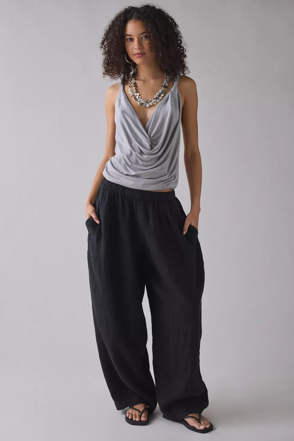 BDG Bobbi Baggy Linen Pull-On Pants | Urban Outfitters (US and RoW)