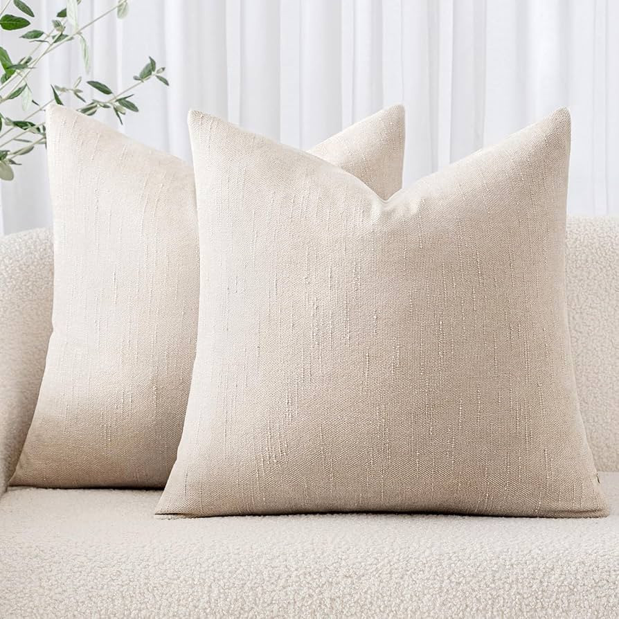 MIULEE Pack of 2 Decorative Throw Pillow Covers Soft Chenille Throw Pillows Solid Textured Cushio... | Amazon (US)