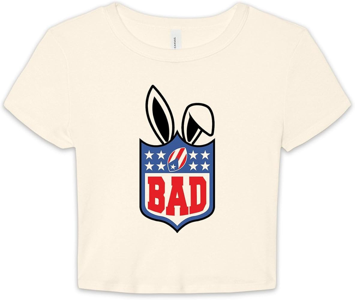Football Bunny Bowl Women's Short Sleeve Slim Fit Tee Crop Top Shirt | Amazon (US)