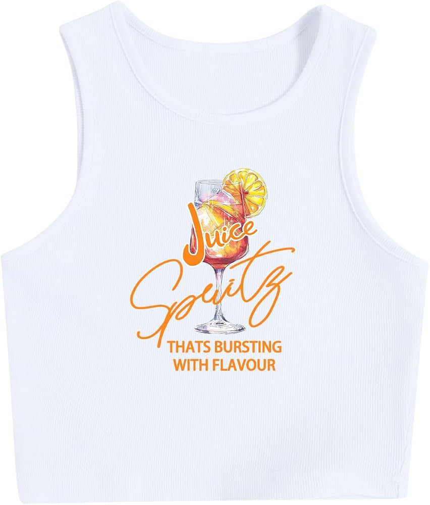 RoseSeek Women's Graphic Y2k Going Out Tank Tops Sleeveless Martini Casual Slim Fit Summer Crop T... | Amazon (US)