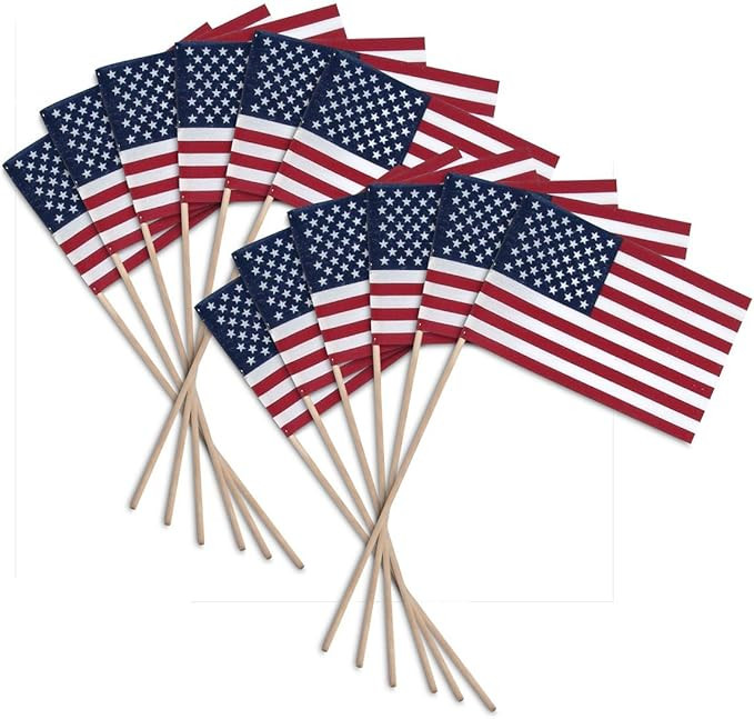 Super Tough Small American Stick Flags 8’’x12’’ | Cotton Outdoor Flag on 24’’ Wooden ... | Amazon (US)