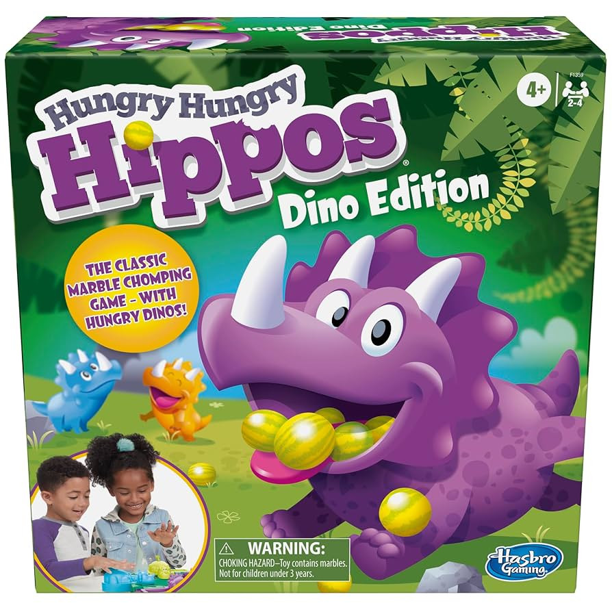 Hasbro Gaming Hungry Hungry Hippos Dino Edition Board Game, Pre-School Game for Ages 4 and Up; fo... | Amazon (US)
