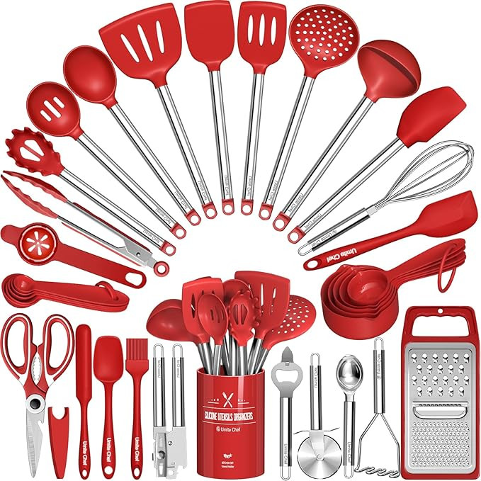 Kitchen Utensils Set- Umite Chef 34 PCs Cooking Utensils with Grater, Spoon Spatula, Heat Resista... | Amazon (US)