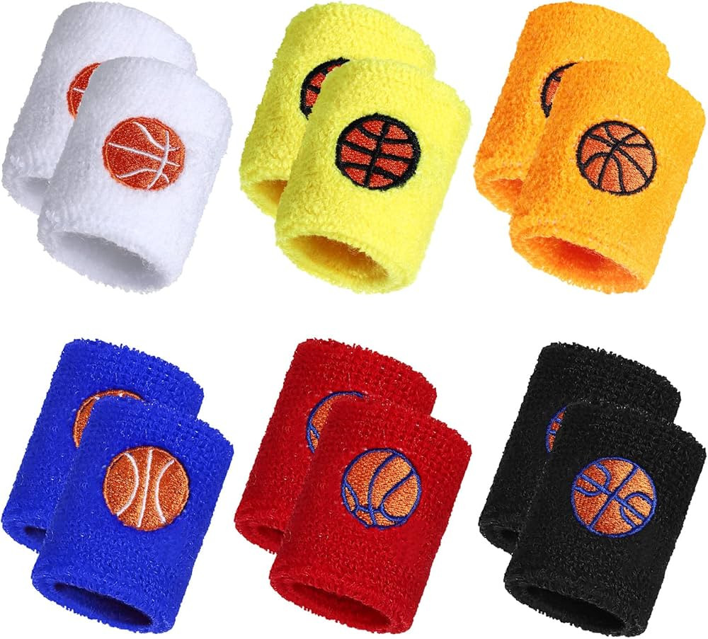 24 Pieces Sports Wristbands for Kids, Colorful Wrist Sweatbands Cotton Terry Cloth Wristbands wit... | Amazon (US)