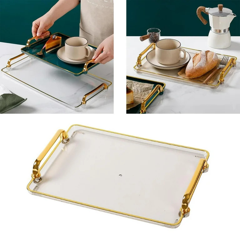 Nordic Serving Tray with Handles Food Holder Platters for Bathroom Organizer transparent | Walmart (US)