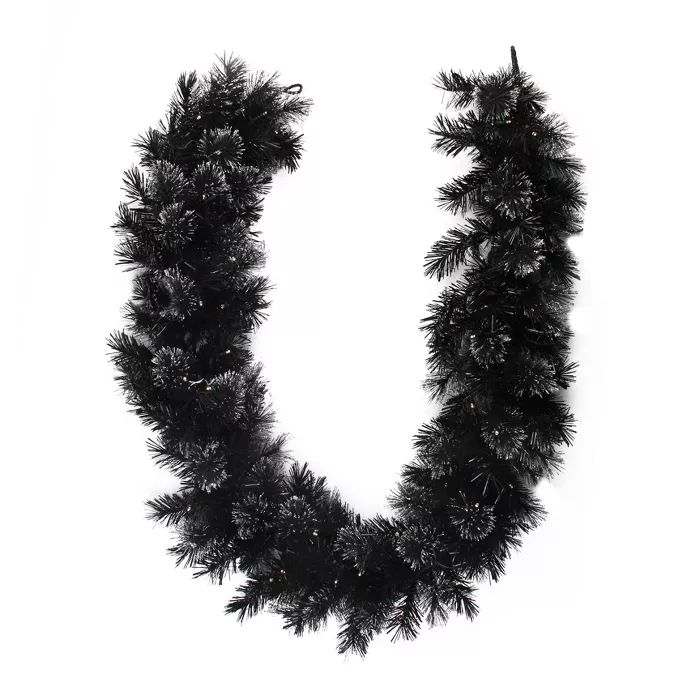 Northlight 6' x 9 Pre-Lit Battery Operated Black Bristle Artificial Christmas Garland - Warm Whit... | Target