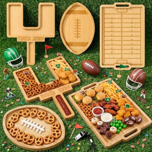 3Pcs Wooden Football Serving Trays Charcuterie Board Set with 3 Shapes | Amazon (US)