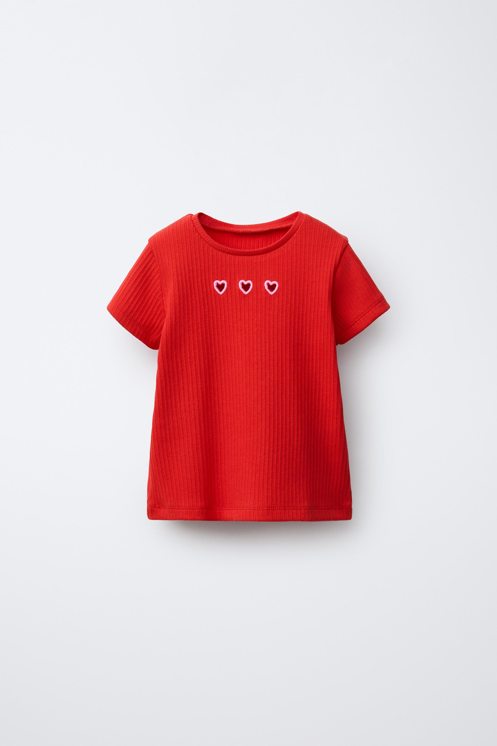 RIBBED CUT-OUT HEARTS T-SHIRT | Zara US