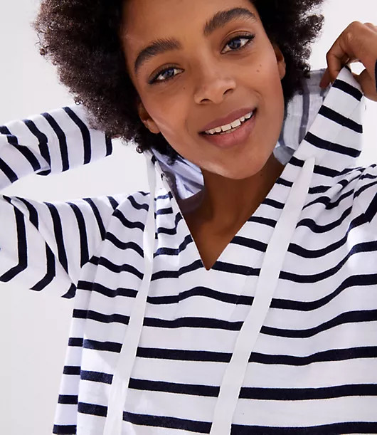 LOFT Striped Pullover Hoodie | LOFT