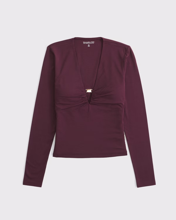 Women's Bra-Free Hardware Long-Sleeve Top | Women's New Arrivals | Abercrombie.com | Abercrombie & Fitch (US)