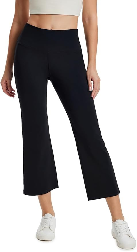 Yogipace Women's High Rise Flare Capri Yoga Pants, Cropped Bootcut Leggings for Casual Lounge Tra... | Amazon (US)