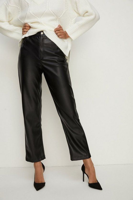 Faux Leather Straight Leg Trouser | Oasis UK & IE