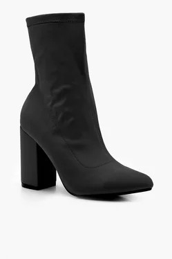 Wide Fit Block Heel Sock Boots | Boohoo.com (US & CA)