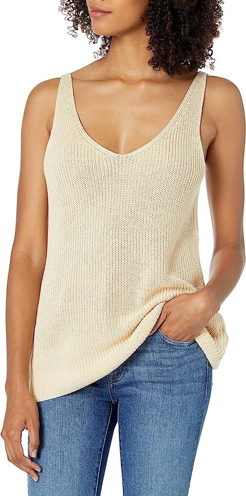 The Drop Women's Claire Double V-Neck Textured Rib Sweater Tank | Amazon (US)