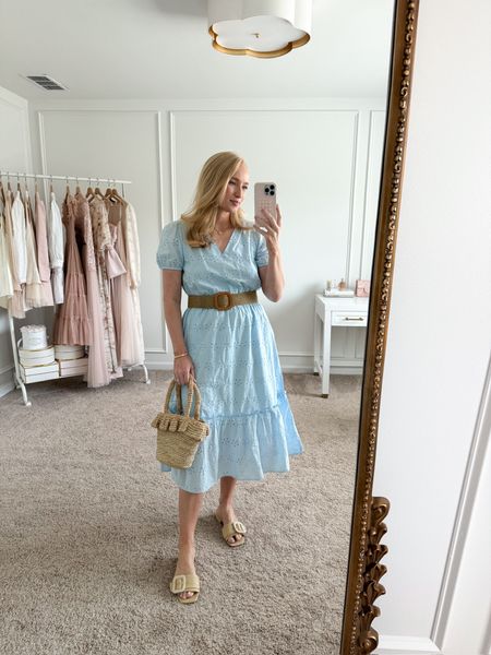 This beautiful eyelet midi dress would be a great option for a baby or bridal shower! I’ve paired it with a cute belt and this fun little handbag! Wearing size 4! Spring dresses // bridal shower dresses // baby shower dresses // brunch dresses // casual dresses // j.crew factory

#LTKbaby #LTKSeasonal #LTKstyletip