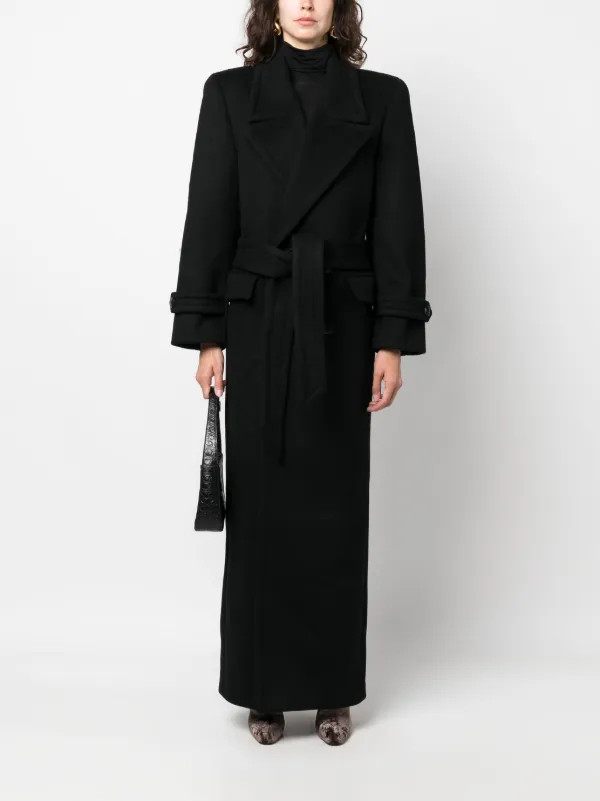 Saint Laurent Belted double-breasted Wool Coat - Farfetch | Farfetch Global
