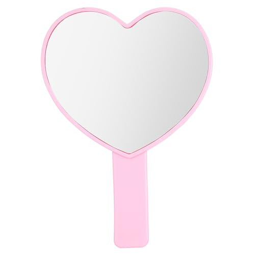 Sorcristy Heart-Shaped Handheld Mirror with Handle, Portable Travel Makeup Mirror, Mini Heart Shaped Makeup Lash Cosmetic Mirror for Women and Girls (Pink) | Amazon (US)
