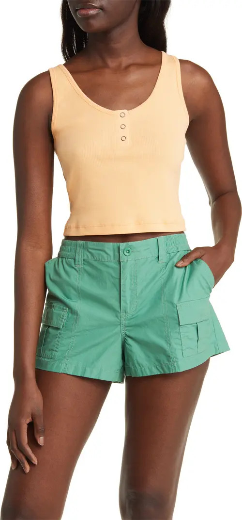 Cotton Blend Henley Crop Tank | Nordstrom