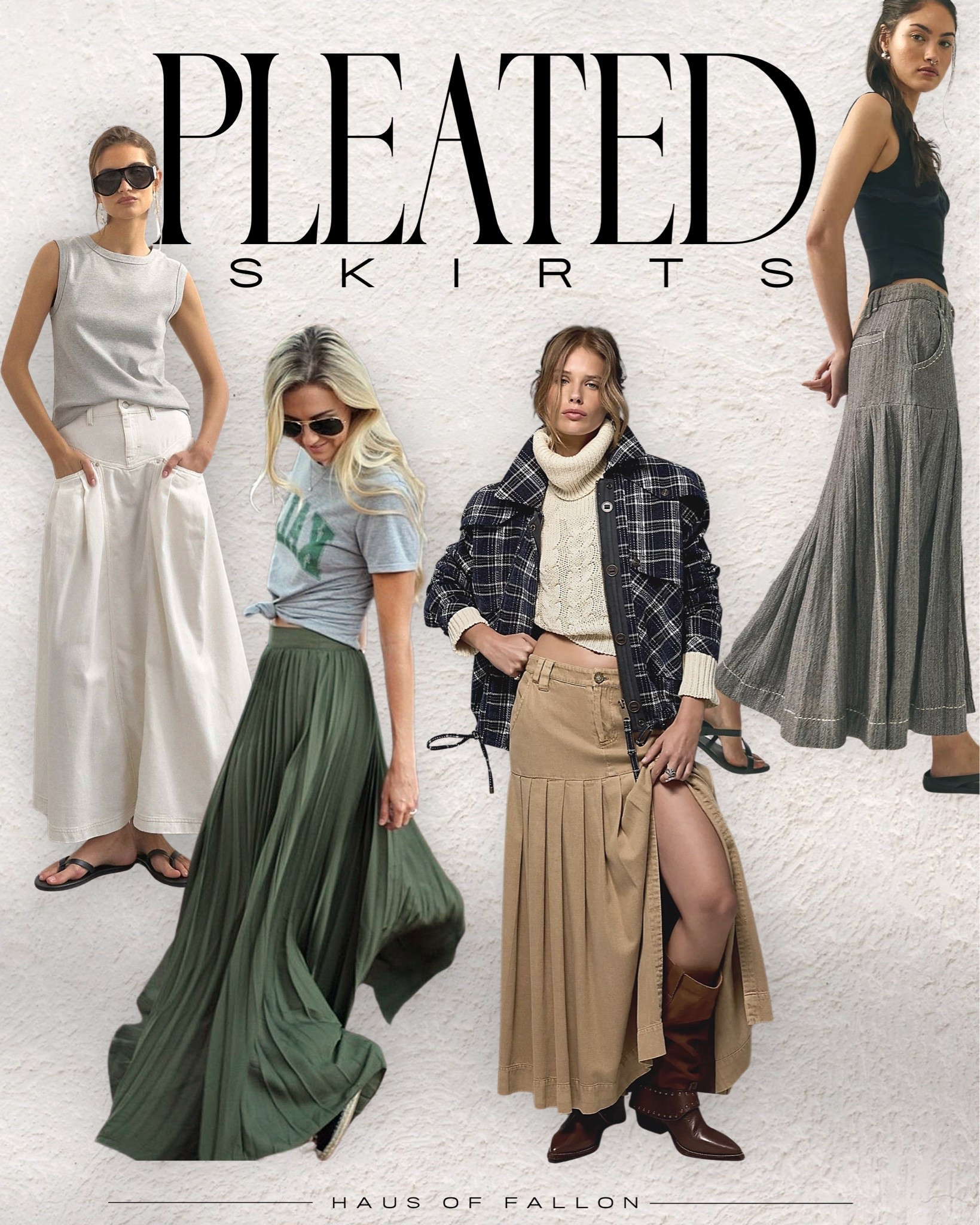 PLEATED SKIRTS

Pleated skirts are having a major moment for Fall 2026, and I love them styled a little less preppy and a little more effortless. Think long pleated skirts with knits, fitted tees, plaid jackets, boots and flats. Linking my favorite pleated midi + maxi skirts and similar finds.
#PleatedSkirt #PleatedMaxiSkirt #Fall2026Trends #FallStyle #MidiSkirt #MaxiSkirt #FallOutfitIdeas

#LTKootd #LTKSeasonal #LTKOver40