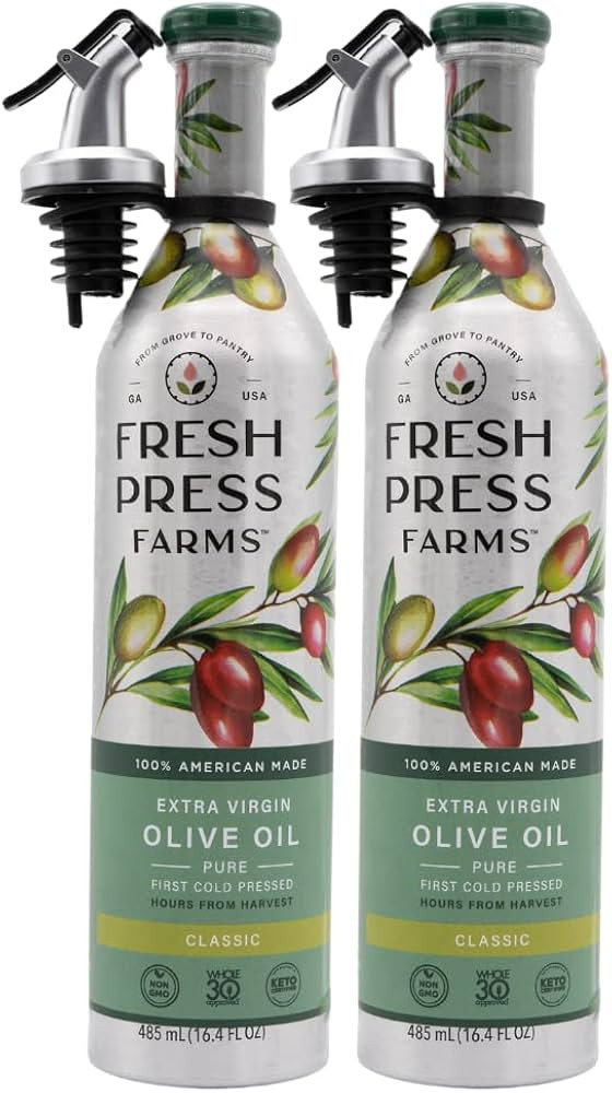 Fresh Press Farms Cold Pressed Classic Extra Virgin Olive Oil, 16.4 Fl Oz (Pack of 2), Georgia Gr... | Amazon (US)