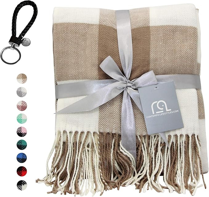 Holiday Christmas Blanket, Plaid Throw Blanket by Contempo Lifestyles – 50 x 60 Inch Decorative... | Amazon (US)