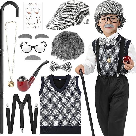 Joycover Old Man Costume For Kids 100th day of school Costume for Boys Grandpa costume 100 days o... | Amazon (US)