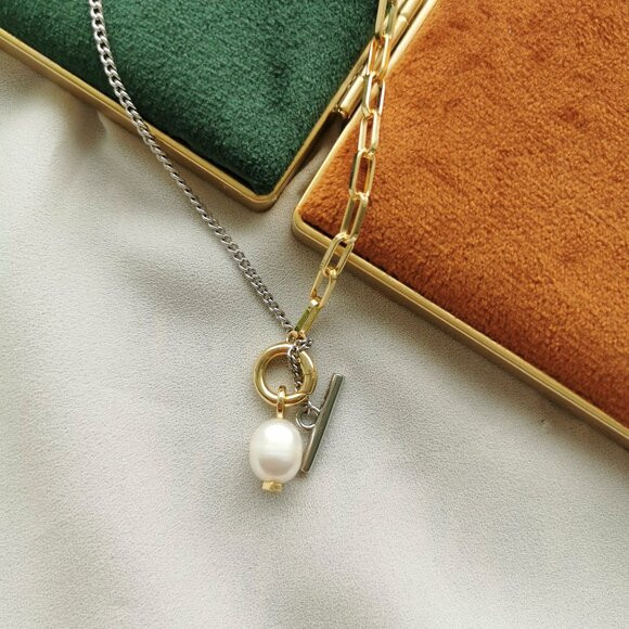 Kendra Scott Leighton Convertible White Pearl Mixed Metal Chain Necklace | Poshmark