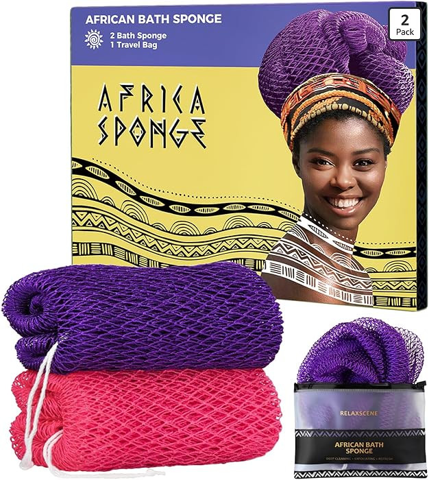African Net Sponge Authentic - 2 Pieces Exfoliating Body Scrubber Bath Sponge - Loofah Washcloth ... | Amazon (US)