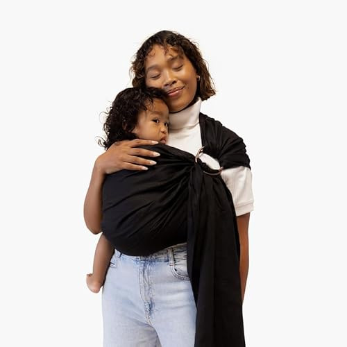 WildBird - Ring Sling Baby Carrier - Newborn to Up to 35 lbs - for Moms, Dads & Caregivers - 100% Natural European Linen Fibers - Versatile & Adjustable - 90” Size - Raven Fabric & Black Ring | Amazon (US)