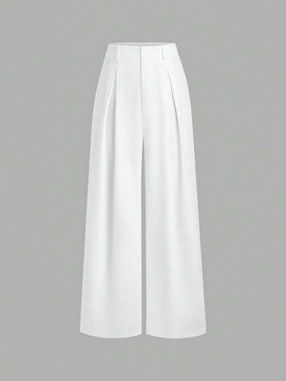 Sweetra Women's Vintage Elegant Color Woven Jacquard Pleated Wide Leg Pants, For Autumn/Winter Fa... | SHEIN