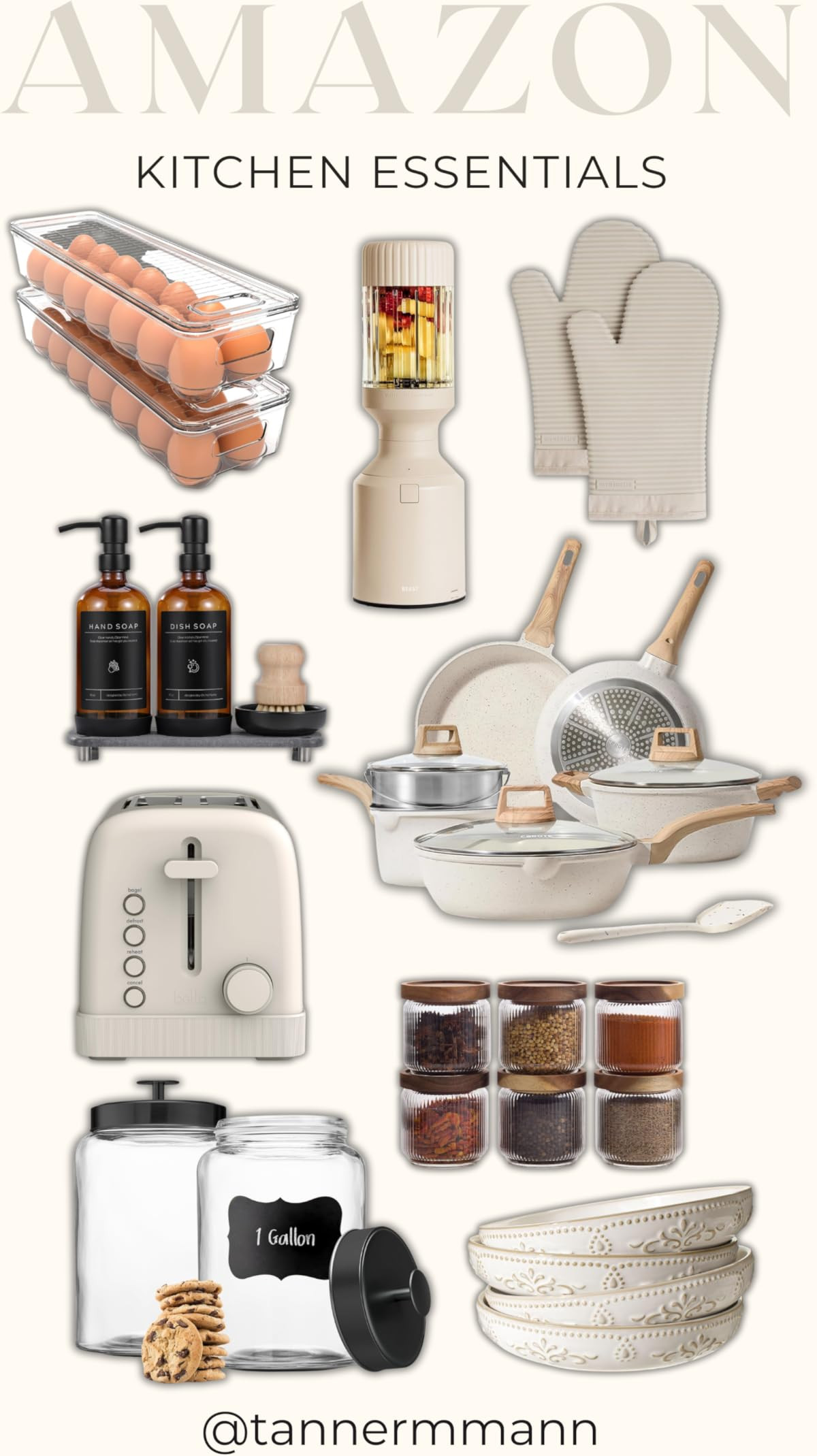 KooK Glass Storage Containers with Lids, Glass Jar with Lid, 1 Gallon, Set of 2, Glass Canister, Storage, Laundry, Kitchen Jar, (Circular, Black) | Amazon (US)